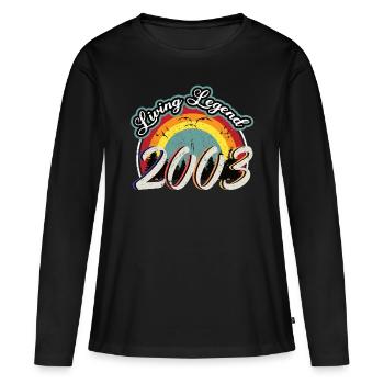 20e anniversaire Né en 2003 Légende vivante 2003 - T-shirt manches longues Premium bio Femme - noir - Devant - Julia (174cm)