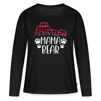 Mama Bear Drei Kinder - Frauen Premium Bio Langarmshirt - Schwarz - Vorne - Julia (174cm)