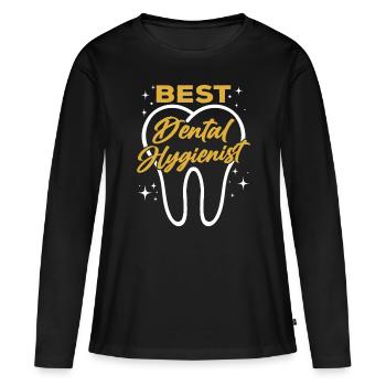 Meilleur hygiéniste dentaire dentiste en hygiène dentaire - T-shirt manches longues Premium bio Femme - noir - Devant - Julia (174cm)