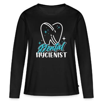 Hygiéniste dentaire Équipe de dentistes en hygiène dentaire - T-shirt manches longues Premium bio Femme - noir - Devant - Julia (174cm)