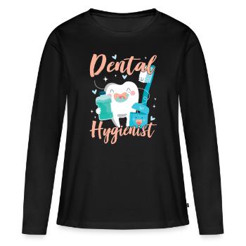 Hygiénistes dentaires Hygiène dentaire Équipe dentaire - T-shirt manches longues Premium bio Femme - noir - Devant - Julia (174cm)