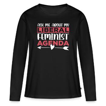 Agenda féministe libéral Féminisme Féministe - T-shirt manches longues Premium bio Femme - noir - Devant - Julia (174cm)