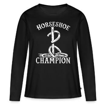 Horseshoe Pitching Game Champion Tosser - Frauen Premium Bio Langarmshirt - Schwarz - Vorne - Julia (174cm)