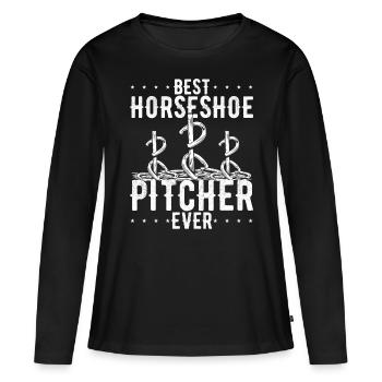 Horseshoe Pitching Game Best ever Tosser - Women's Premium Organic Long Sleeve Shirt - black - Front - Julia (174cm)