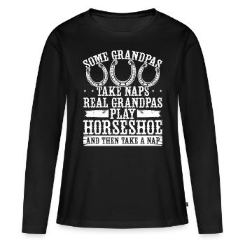 Horseshoe Pitching Game Grandpa Granddad Tosser - Frauen Premium Bio Langarmshirt - Schwarz - Vorne - Julia (174cm)
