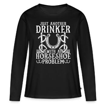 Horseshoe Pitching Game Drinking Drinker Tosser - Women's Premium Organic Long Sleeve Shirt - black - Front - Julia (174cm)