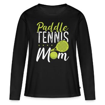 Paddle Tennis Maman Fête des mères Paddle Mama Player - T-shirt manches longues Premium bio Femme - noir - Devant - Julia (174cm)