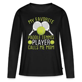 Paddle Tennis Player My favorite Player me Mom - Frauen Premium Bio Langarmshirt - Schwarz - Vorne - Julia (174cm)