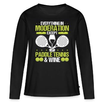Joueur de paddle-tennis Wine Drinking Paddle Team - T-shirt manches longues Premium bio Femme - noir - Devant - Julia (174cm)