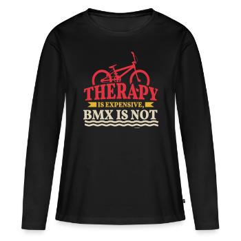 La thérapie coûte cher BMX l’équitation n’est pas - T-shirt manches longues Premium bio Femme - noir - Devant - Julia (174cm)