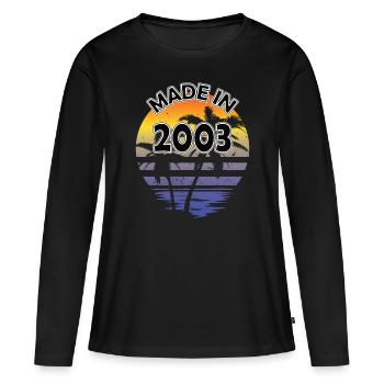 20e anniversaire Né en 2003 Fabriqué en 2003 - T-shirt manches longues Premium bio Femme - noir - Devant - Julia (174cm)