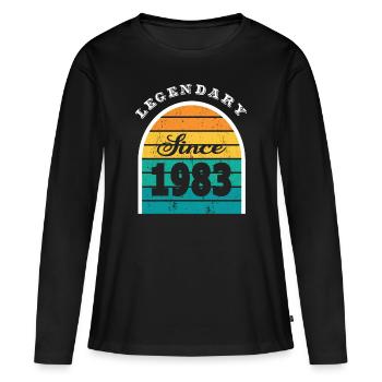 40e anniversaire né en 1983 Légendaire depuis 1983 - T-shirt manches longues Premium bio Femme - noir - Devant - Julia (174cm)