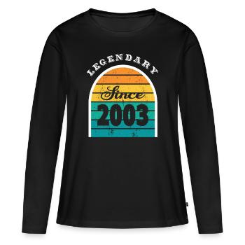 20. Geburtstag Jahrgang 2003 Legendary Since 2003 - Frauen Premium Bio Langarmshirt - Schwarz - Vorne - Julia (174cm)