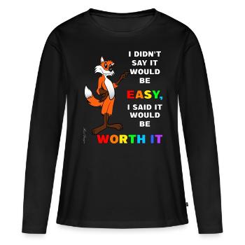 Cunning fox with wisdom says it will be - Women's Premium Organic Long Sleeve Shirt - black - Front - Julia (174cm)