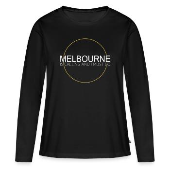 Citation de Melbourne - T-shirt manches longues Premium bio Femme - noir - Devant - Julia (174cm)
