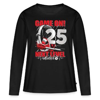 Next Level unlocked 25th Birthday Men's Gaming - Women's Premium Organic Long Sleeve Shirt - black - Front - Julia (174cm)