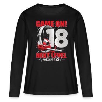 Next Level unlocked 18th Birthday Men's Gaming - Women's Premium Organic Long Sleeve Shirt - black - Front - Julia (174cm)