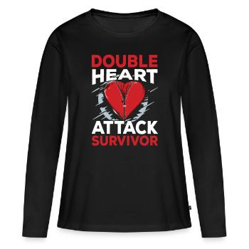 Double heart attack Surviving heart attack - Women's Premium Organic Long Sleeve Shirt - black - Front - Julia (174cm)