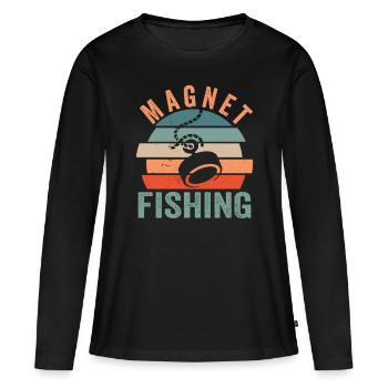 Aimant Pêche Aimant Fisher Magnet - T-shirt manches longues Premium bio Femme - noir - Devant - Julia (174cm)