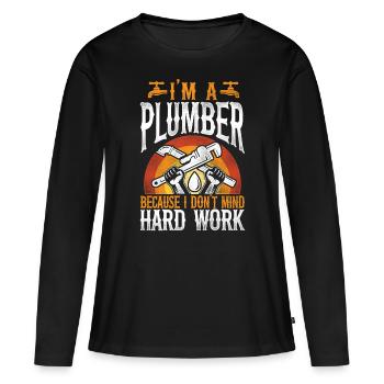 Plombier de plomberie vintage Je suis un - T-shirt manches longues Premium bio Femme - noir - Devant - Julia (174cm)