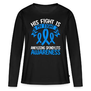 Spondylarthrite ankylosante Son combat est mon combat - T-shirt manches longues Premium bio Femme - noir - Devant - Julia (174cm)