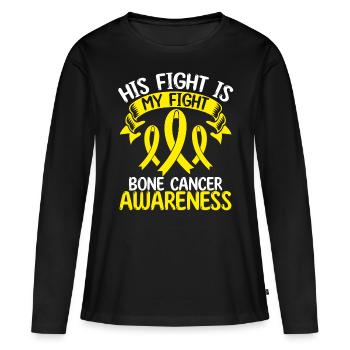 Mois du ruban du cancer des os Son combat est mon combat - T-shirt manches longues Premium bio Femme - noir - Devant - Julia (174cm)
