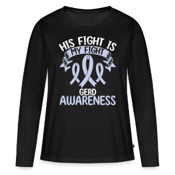 Gerd Ribbon Mois Son combat est mon combat - T-shirt manches longues Premium bio Femme - noir - Devant - Julia (174cm)