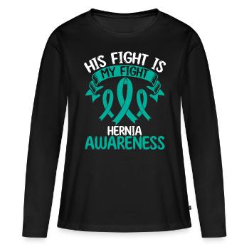 Hernia Ribbon Month His Fight is my Fight - Women's Premium Organic Long Sleeve Shirt - black - Front - Julia (174cm)