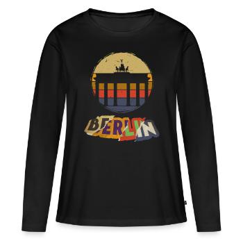 Berlin Allemagne City Skyline Vintage Rétro - T-shirt manches longues Premium bio Femme - noir - Devant - Julia (174cm)