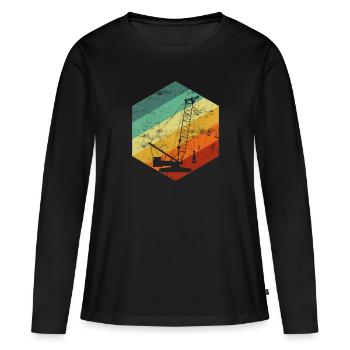 Crane operator american flag, crane operator - Frauen Premium Bio Langarmshirt - Schwarz - Vorne - Julia (174cm)