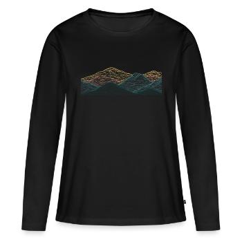 Berg, Japanische Kunst Mountain, Japanese Art - Frauen Premium Bio Langarmshirt - Schwarz - Vorne - Julia (174cm)