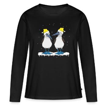Seevögel Blaufußtölpel - Frauen Premium Bio Langarmshirt - Schwarz - Vorne - Julia (174cm)