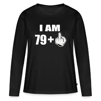 80th birthday - Women's Premium Organic Long Sleeve Shirt - black - Front - Julia (174cm)