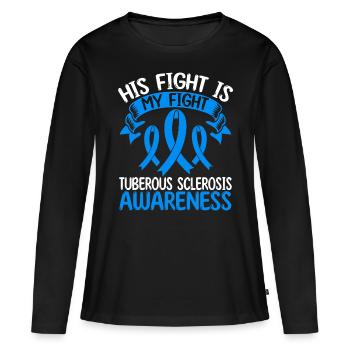 Tuberous Sclerosis Ribbon His Fight is my Fight - Women's Premium Organic Long Sleeve Shirt - black - Front - Julia (174cm)