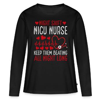 Night Shift Nicu Nurse Keep them beating - Frauen Premium Bio Langarmshirt - Schwarz - Vorne - Julia (174cm)