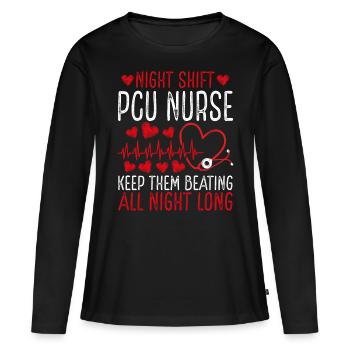 Night Shift Progressive Care Unit Nurse - Frauen Premium Bio Langarmshirt - Schwarz - Vorne - Julia (174cm)