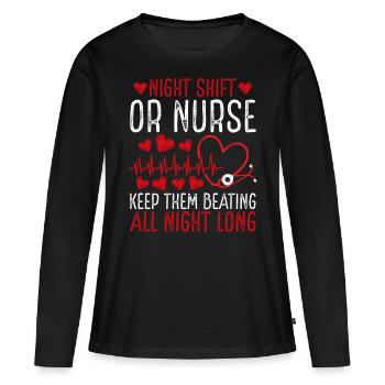Night Shift Operating Room Nurse Heart - Women's Premium Organic Long Sleeve Shirt - black - Front - Julia (174cm)