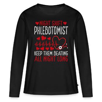 Night Shift Phlebotomist Keep them beating - Frauen Premium Bio Langarmshirt - Schwarz - Vorne - Julia (174cm)