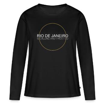 Citation de Rio de Janeiro - T-shirt manches longues Premium bio Femme - noir - Devant - Julia (174cm)