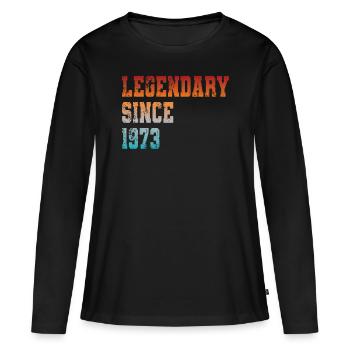 50. Geburtstag Vintage 1973 Legendary Since 1973 - Frauen Premium Bio Langarmshirt - Schwarz - Vorne - Julia (174cm)