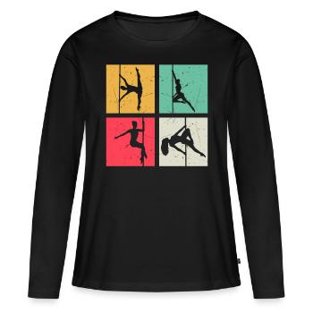 Pole Dance Silhouette - Pole Dancer Pole Dancing - T-shirt manches longues Premium bio Femme - noir - Devant - Julia (174cm)