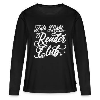 Club de lecture de fin de soirée - T-shirt manches longues Premium bio Femme - noir - Devant - Julia (174cm)
