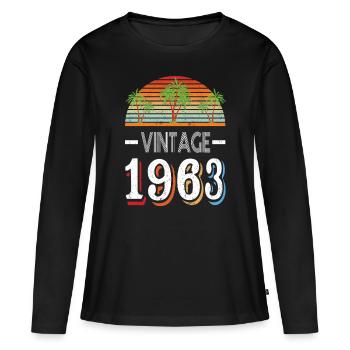 60. Geburtstag Jahrgang 1963 Vintage 1963 - Frauen Premium Bio Langarmshirt - Schwarz - Vorne - Julia (174cm)