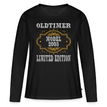 20. Geburtstag Oldtimer Model 2003 Limited Edition - Frauen Premium Bio Langarmshirt - Schwarz - Vorne - Julia (174cm)