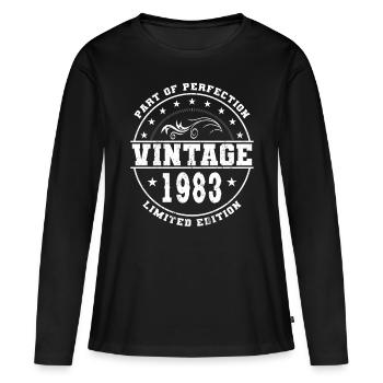 40. Geburtstag Jahrgang 1983 Part of Perfection - Frauen Premium Bio Langarmshirt - Schwarz - Vorne - Julia (174cm)