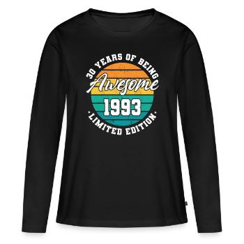 30e anniversaire 30 ans Être génial 1993 - T-shirt manches longues Premium bio Femme - noir - Devant - Julia (174cm)