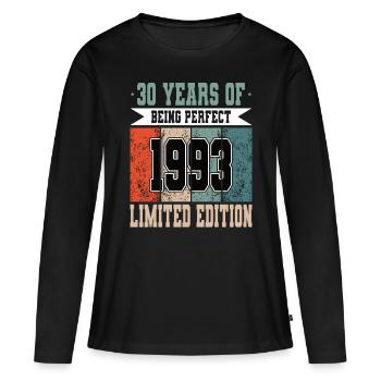 30e anniversaire 30 ans d’être parfait 1993 - T-shirt manches longues Premium bio Femme - noir - Devant - Julia (174cm)