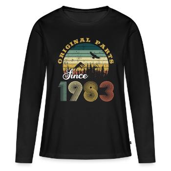 40. Geburtstag Original Parts since 1983 - Frauen Premium Bio Langarmshirt - Schwarz - Vorne - Julia (174cm)