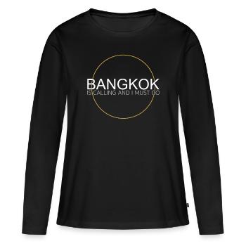 Bangkok Spruch - Frauen Premium Bio Langarmshirt - Schwarz - Vorne - Julia (174cm)