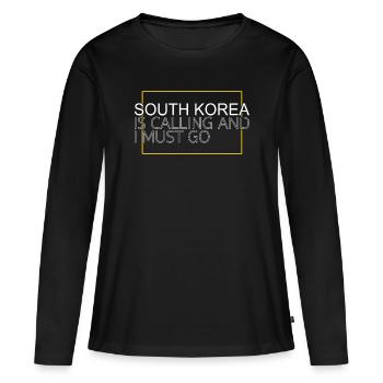 Corée du Sud - T-shirt manches longues Premium bio Femme - noir - Devant - Julia (174cm)